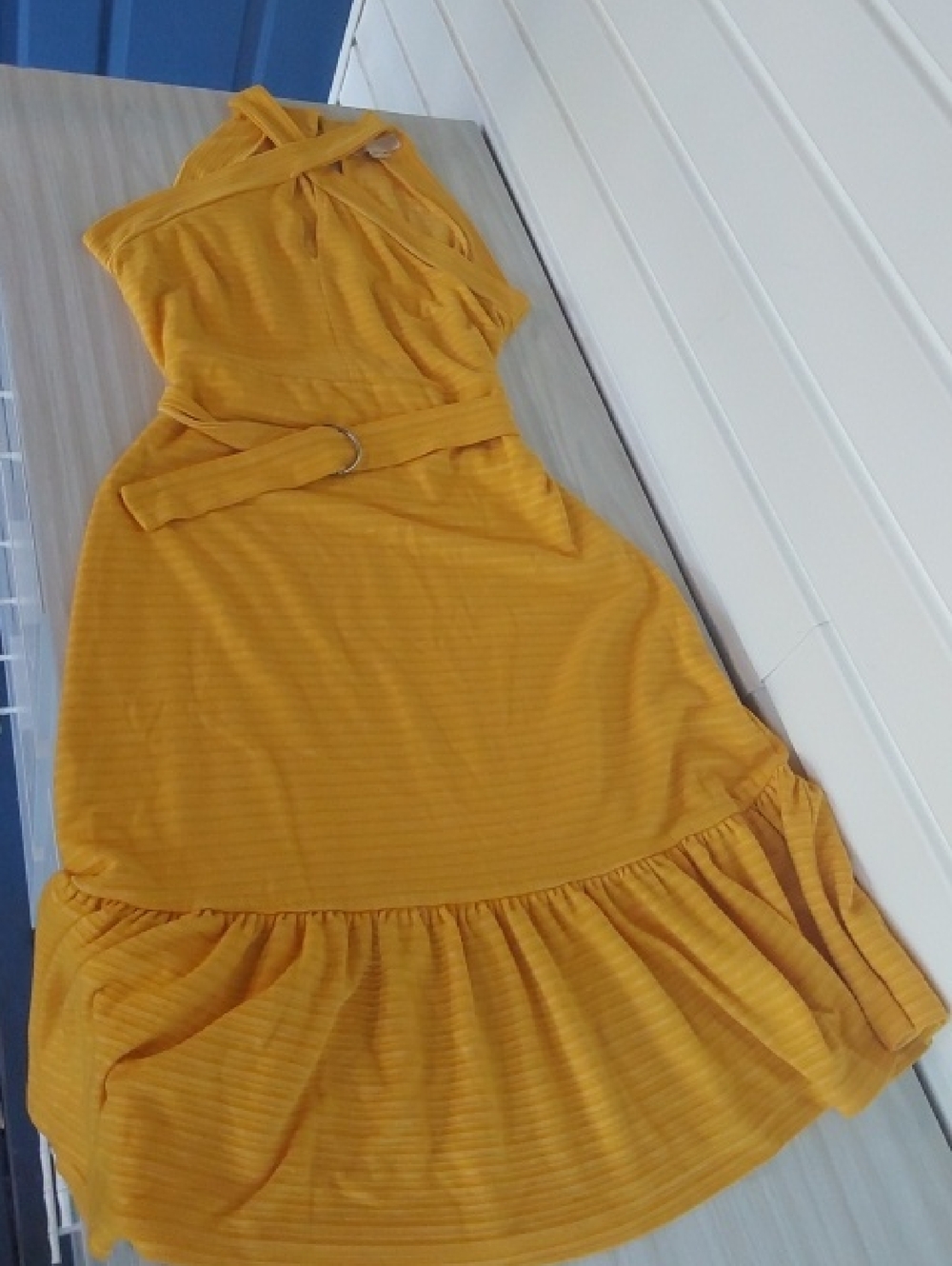 Michael Kors Ribbed Sleeveless Dress in Golden Yellow Size XL